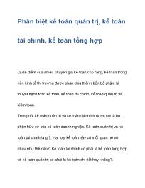 Phân biệt kế toán quản trị, kế toán tài chính, kế toán tổng hợp