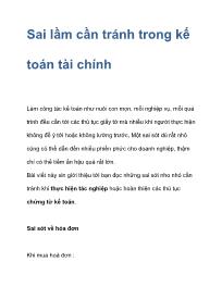 Sai lầm cần tránh trong kế toán tài chính