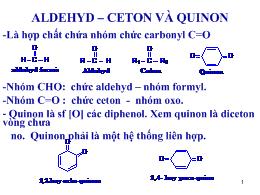 Bài giảng Aldehyd – ceton và quinon