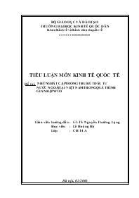 Tiểu luận Nghiên cứu về những bất cập trong thu hút đầu tư nước ngoài tại Việt Nam trong quá trình gia nhập WTO