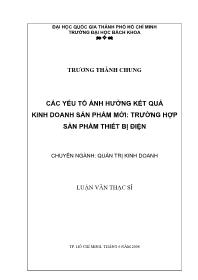 Đề tài Các yếu tố ảnh hưởng kết quả kinh doanh sản phẩm mới: trường hợp sản phẩm thiết bị điện