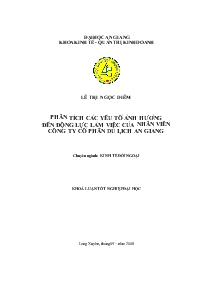 Đề tài Phương pháp phân tích các yếu tố ảnh hưởng đến động lực làm việc của nhân viên công ty cổ phần du lịch An Giang