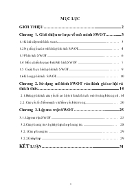 Đề tài Sử dụng mô hình SWOT để đánh giá điểm mạnh điểm yếu, cơ hội thách thức, đối tác chiến lược…từ đó đưa ra được giải pháp cho công ty võng xếp Duy Lợi