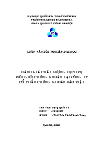 Luận văn Đánh giá chất lượng dịch vụ môi giới chứng khoán tại công ty cổ phần chứng khoán Bảo Việt