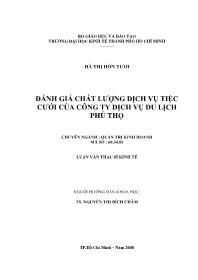 Luận văn Đánh giá chất lượng dịch vụ tiệc cưới của công ty dịch vụ du lịch Phú Thọ