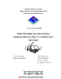 Luận văn Phân tích hiệu quả hoạt động kinh doanh tại công ty cổ phần may Tiền Tiến - Phạm Văn Mau
