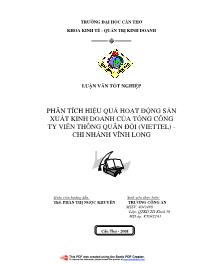 Luận văn Phân tích hiệu quả hoạt động sản xuất kinh doanh của tổng công ty viễn thông quân đội (viettel) - Chi nhánh Vĩnh Long