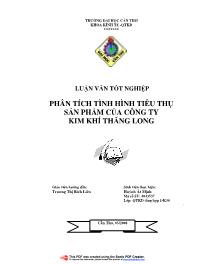 Luận văn Phân tích tình hình tiêu thụ sản phẩm của công ty kim khí Thăng Long