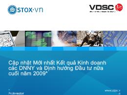 Cập nhật mới nhất kết quả kinh doanh các doanh nghiệp ny và định hướng đầu tư nửa cuối năm 2009
