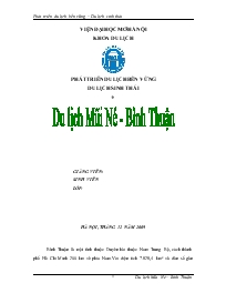 Đề tài Phát triển du lịch bền vững du lịch sinh thái - Du lịch Mũi Né - Bình Thuận