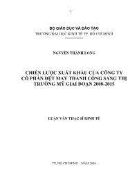Đề tài Chiến lược xuất khẩu của công ty cổ phần dệt may thành công sang thị trường Mỹ giai đoạn 2008-2015