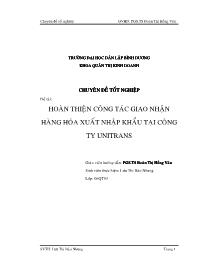 Đề tài Hoàn thiện công tác giao nhận hàng hóa xuất nhập khẩu tại công ty unitrans
