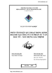 Đề tài Phân tích kết quả hoạt động kinh doanh tại công ty cổ phần tư vấn đầu tư - Xây dựng Gia Thịnh