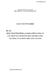 Đề tài Phân tích tình hình lao động,tiền lương và các nhân tố ảnh hưởng đến chi phí lương tại công ty cổ phần thủy sản cafatex
