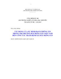 Đề tài Tác động của sự minh bạch thông tin trong thị trường bất động sản Việt Nam đến công tác thẩm định giá bất động sản