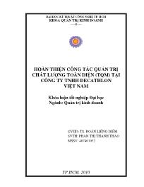 Khóa luận Hoàn thiện công tác quản trị chất lượng toàn diện (tqm) tại công ty tnhh decathlon Việt Nam