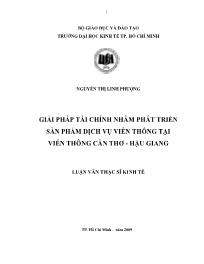 Luận văn Giải pháp tài chính nhằm phát triển sản phẩm dịch vụ viễn thông tại viễn thông Cần Thơ -Hậu Giang
