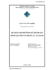 Luận văn Kế toán chi phí tính giá thành sản phẩm tại công ty thuốc lá An Giang