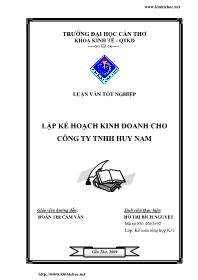 Luận văn Lập kế hoạch kinh doanh cho công ty TNHH Huy Nam