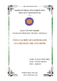Luận văn Nâng cao hiệu quả kinh doanh của nhà hàng the City Diner