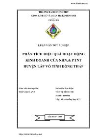 Luận văn Phân tích hiệu quả hoạt động kinh doanh của ngân hàng nông nghiệp và phát triển nông thôn huyện lấp vò tỉnh Đồng Tháp