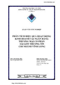 Luận văn Phân tích hiệu quả hoạt động kinh doanh tại ngân hàng thương mại cổ phần Sài Gòn thương tín chi nhánh Vĩnh Long