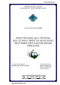 Luận văn Phân tích hiệu quả tín dụng đầu tư phát triển tại ngân hàng phát triển Việt Nam chi nhánh Vĩnh Long