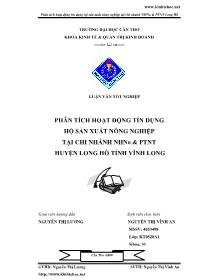 Luận văn Phân tích hoạt động tín dụng hộ sản xuất nông nghiệp tại chi nhánh ngân hàng nông nghiệp và phát triển nông thôn huyện Long Hồ tỉnh Vĩnh Long