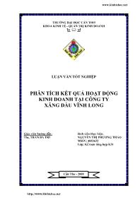 Luận văn Phân tích kết quả hoạt động kinh doanh tại công ty xăng dầu Vĩnh Long