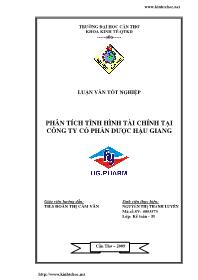 Luận văn Phân tích tình hình tài chính tại công ty cổ phần dược Hậu Giang