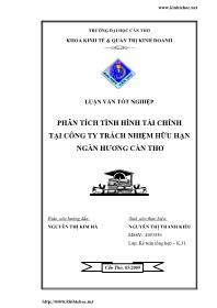 Luận văn Phân tích tình hình tài chính tại công ty trách nhiệm hữu hạn Ngàn Hương Cần Thơ