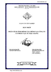 Luận văn Phân tích tình hình tài chính tại công ty cổ phần vật tư Hậu Giang