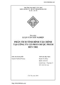 Luận văn Phân tích tình hình tài chính tại công ty cổ phần dược phẩm Bến Tre
