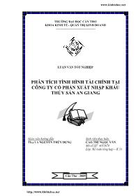 Luận văn Phân tích tình hình tài chính tại công ty cổ phần xuất nhập khẩu thủy sản An Giang