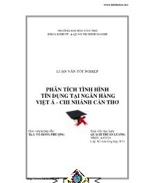 Luận văn Phân tích tình hình tín dụng tại ngân hàng Việt Á - Chi nhánh Cần Thơ