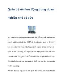 Quản trị vốn lưu động trong doanh nghiệp nhỏ và vừa