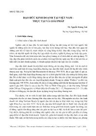 Thực tại và giải pháp đạo đức kinh doanh tại Việt Nam