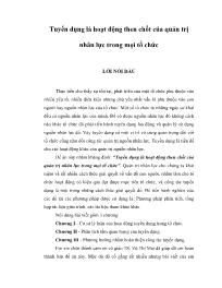 Tuyển dụng là hoạt động then chốt của quản trị nhân lực trong mọi tổchức