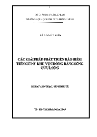 Đề tài Các giải pháp phát triển bảo hiểm tiền gửi ở khu vực đồng bằng sông Cửu Long