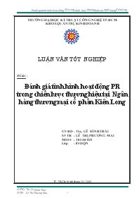 Đề tài Đánh giá tình hình hoạt động PR trong chiến lược thương hiệu tại Ngân hàng thương mại cổ phần Kiên Long
