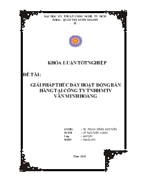 Đề tài Giải pháp thúc đẩy hoạt động bán hàng tại công ty trách nhiệm hữu hạn một thành viên Văn Minh Hoàng