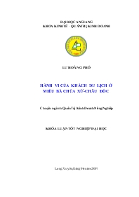 Đề tài Hành vi của khách du lịch ở miếu bà chúa Xứ-Châu Đốc - Lư Hoàng Phố
