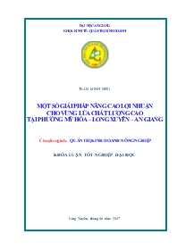 Đề tài Một số giải pháp nâng cao lợi nhuận cho vùng lúa chất lượng cao tại phường Mỹ Hòa – Long Xuyên – An Giang - Trần Minh Hiếu