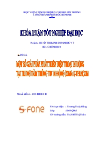 Đề tài Một số giải pháp phát triển điện thoại di động tại trung tâm thông tin di động CDMA S-Telecom