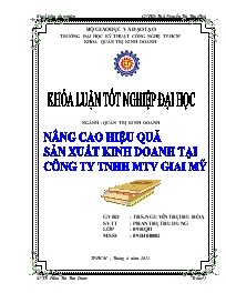 Đề tài Nâng cao hiệu quả sản xuất kinh doanh tại công ty trách nhiệm hữu hạn một thành viên Giai Mỹ