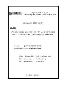 Đề tài Nâng cao hiệu quả sử dụng vốn kinh doanh tại công ty cổ phần xuất nhập khẩu Khánh Hội
