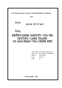 Đề tài Những kiếm khuyết của thị trường cạnh tranh và giải pháp của chính phủ