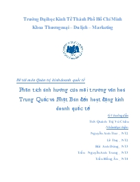 Đề tài Phân tích ảnh hưởng của môi trường văn hoá Trung Quốc và Nhật Bản đến hoạt động kinh doanh quốc tế