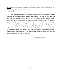 Đề tài Phân tích các hướng chiến lược trong chiến lược tăng trưởng tập trung của Tập đoàn Tân Hiệp Phát giai đoạn 2006 đến nay