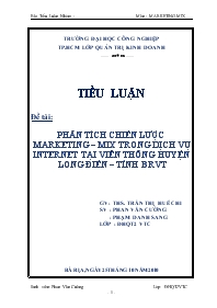 Đề tài Phân tích chiến lược marketing – mix trong dịch vụ internet tại viễn thông huyện Long Điền – tỉnh Bà Rịa Vũng Tàu
